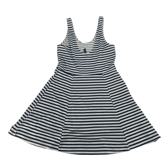 H&M Divided Blue White Striped Tank Swing Mini Skater Dress Size 10 Women’s - Picture 3 of 5